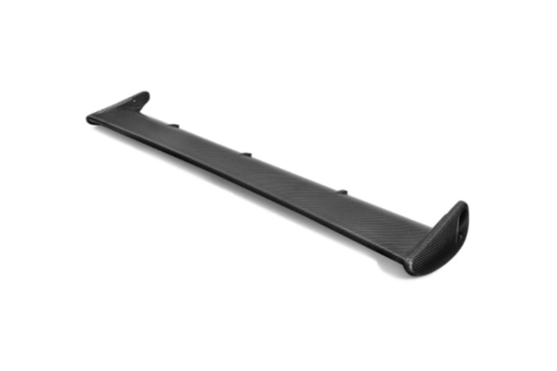 Angled view of MUSE Dry Carbon Main Wing - Skyline GT-R BNR34 #105101003, precision-crafted for plug-and-play installation.