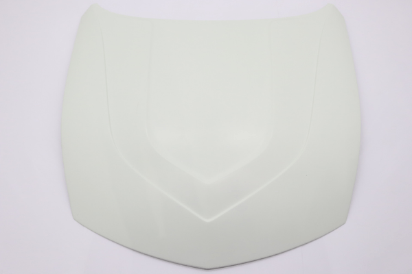 Unpainted hood panel from VEILSIDE Aero Kit for FFZ400 RZ34, designed with sculpted lines for performance and aesthetics.