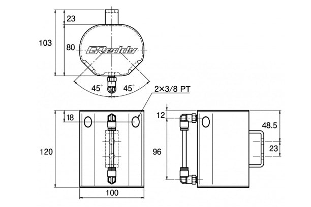 GERDDY Universal Oil Catch Tank Short - 9mm 680cc ##618122038 GREDDY