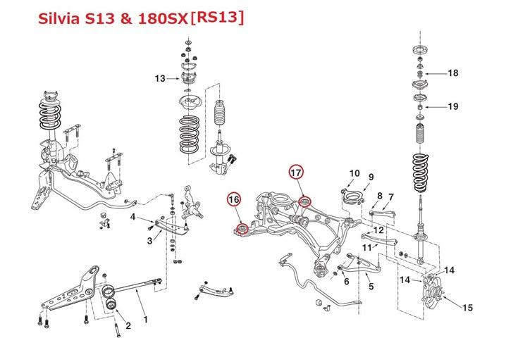NISMO Rear Suspension Mount Bush Kit - R32 R33 R34 S13 #660132038