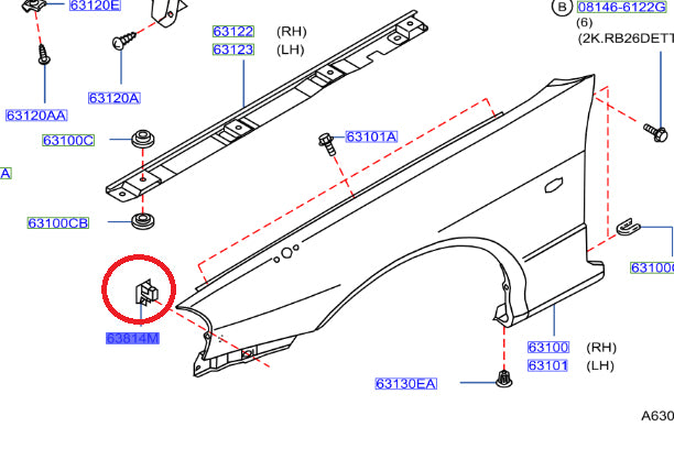 Проставка переднего крыла NISSAN - Skyline BNR34 ##663101961