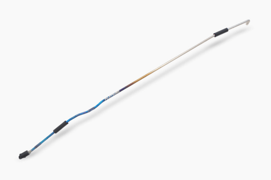 FUJITSUBO EXH+ Hood Support for Skyline BNR34 featuring titanium construction with burnt color gradation and lightweight design.