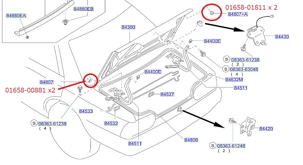NISSAN Rubber Set for Hood/Trunk/Doors/Fuel Lid - Skyline BNR32 #663101032S1