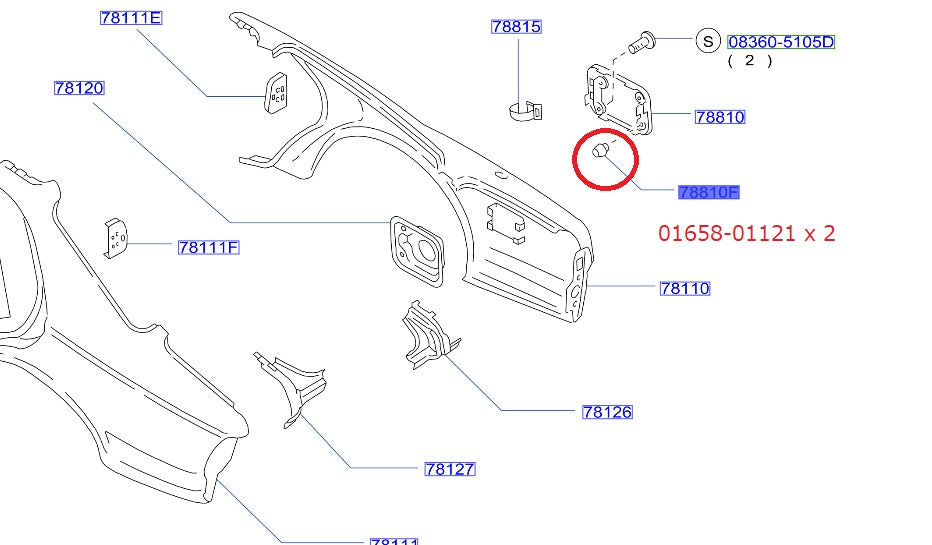 NISSAN Rubber Set for Hood/Trunk/Doors/Fuel Lid - Skyline BNR32 #663101032S1
