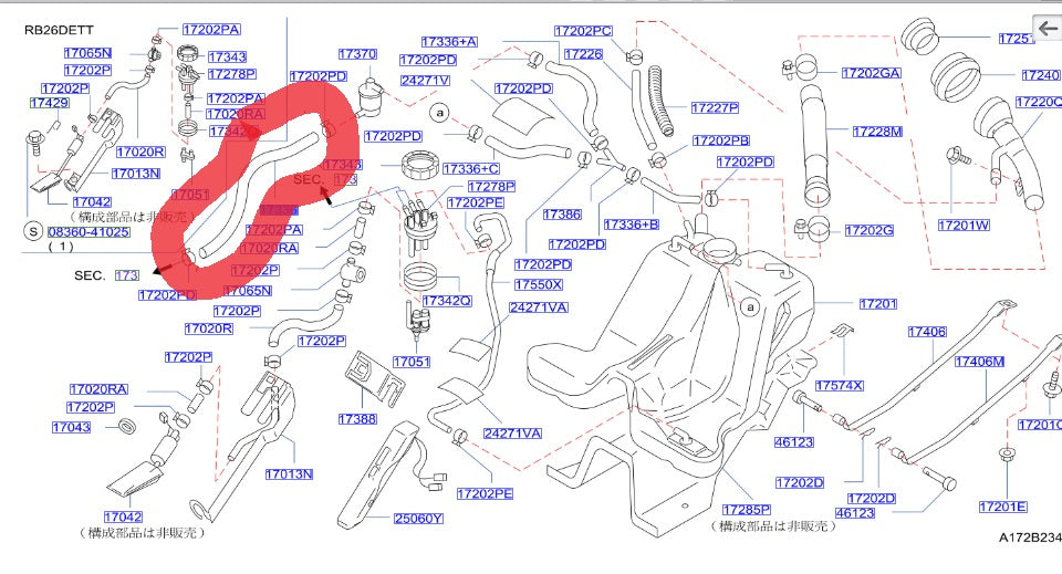 NISMO Heritage Evaporation Hose - Skyline BNR34 #660122154