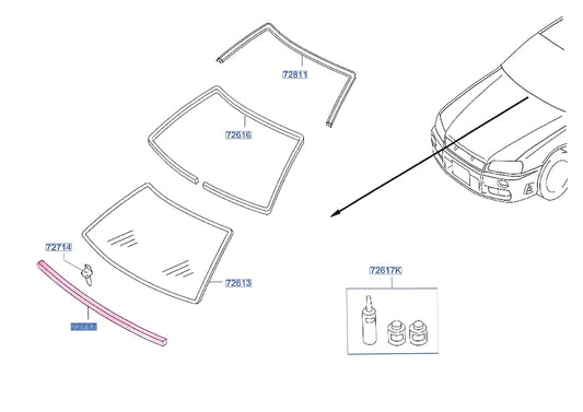 NISSAN Передний молдинг ветрового стекла - BNR34 R34 #663101773