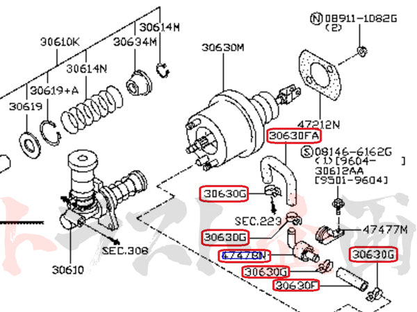 OEM Nissan Clutch Master Hose & Check Valve - BCNR33 ##663121493S1 - Trust Kikaku