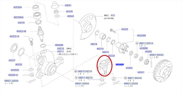 Нижняя шаровая опора ступицы NISSAN спереди снаружи - Skyline BNR32 BCNR33 BNR34 #663131485