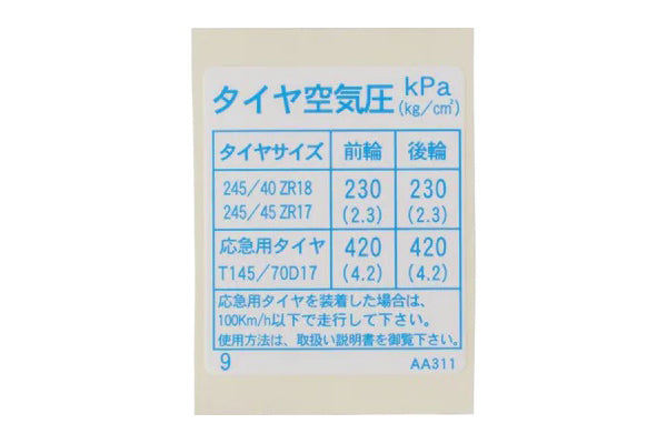 Nissan Tire Limit Placard Sticker - BNR34 #663231440
