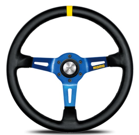 MOMO Steering Wheel MOD.08 Leather/Blue Spoke ##872111043
