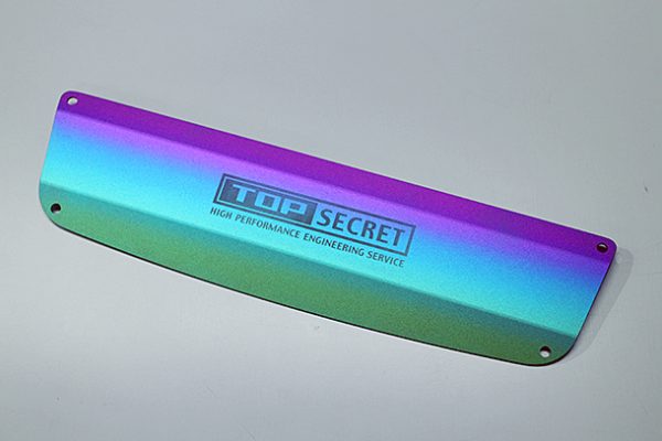 TOP SECRET Engine Cover Titanium Plate Purple & Green - R35 GTR ##614121003