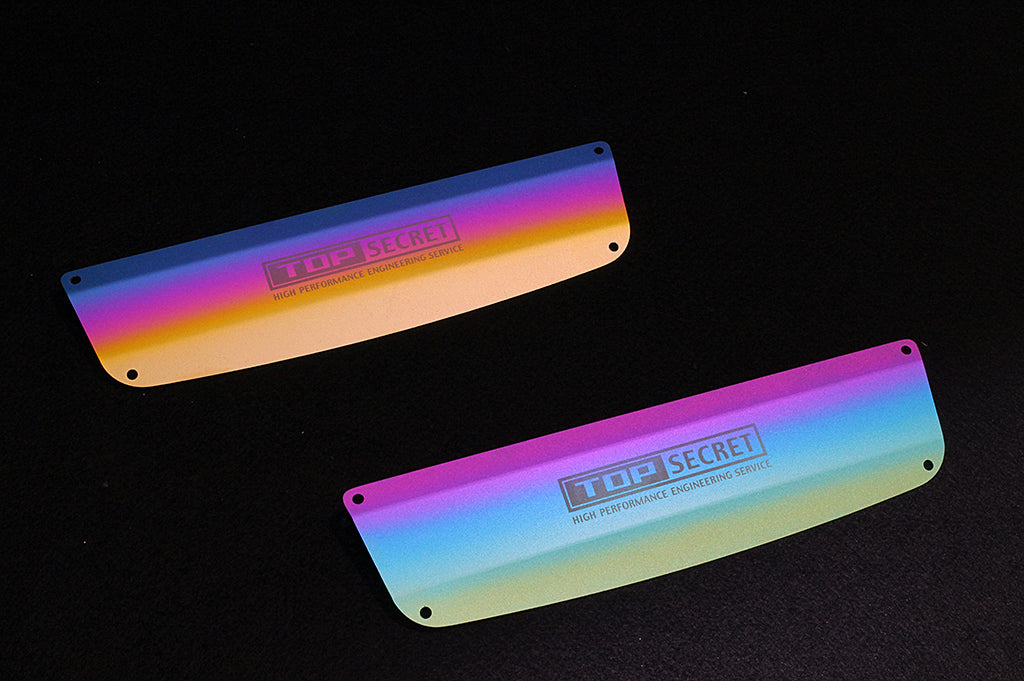 TOP SECRET Engine Cover Titanium Plate Blue & Gold - R35 GTR ##614121002