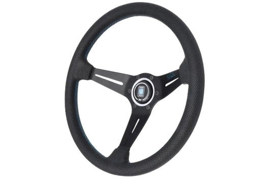 NARDI ND SPORTS Type Rally Black Leather/Black Spoke - Azzurri Stitching #101111002