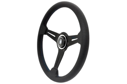 NARDI ND SPORTS Type A Black Leather/Black Spoke - Azzurri Stitching #101111003