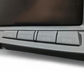 Close-up of control buttons on GRID RACING MFD Front Panel Finisher for Skyline BNR34 GTR, including DISP, RETURN, MENU, and MODE.