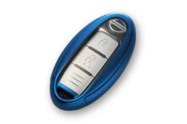 NISSAN Intelligent Key Case Full Cover Type - Matte Chrome Silver/Blue