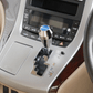 GREDDY Shift Knob Option Adapter Screw M8 × P1.25 installed in a vehicle's center console for B-TYPE shift knob compatibility and height adjustment.