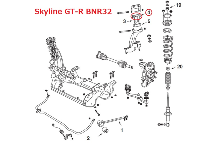NISMO Front Upper Link Bush Body Side - Skyline R32 BNR32 Fairlady Z32