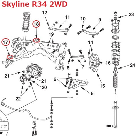 NISMO Rear Suspension Mount Bush Kit - Skyline R32 R33 R34 Silvia S13 