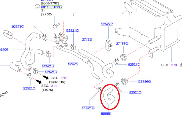 Выходной шланг отопителя NISSAN - BCNR33 BNR34 #663121640 