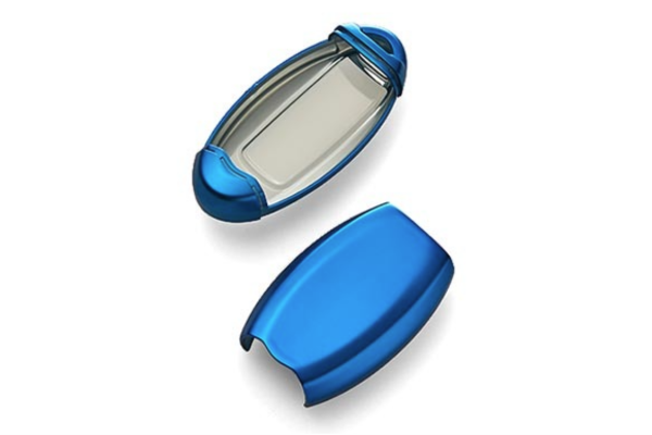 NISSAN Intelligent Key Case Full Cover Type - Matte Chrome Silver/Blue