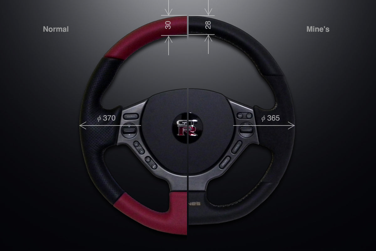 MINE'S Leather Steering Wheel Red Stitch - GT-R R35 ##875111033