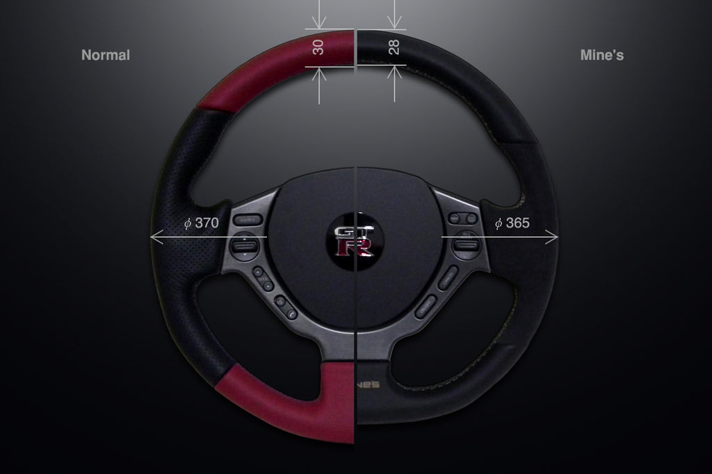 Кожаный руль MINE'S с красной строчкой - R35 GTR ##875111033 
