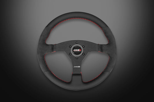 MINE'S R-S Leather 350mm Steering Wheel - Round Shape ##875111037