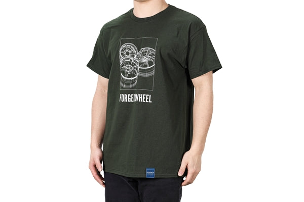 RAYS Official T-shirt Forged Wheel - White/Forest Green