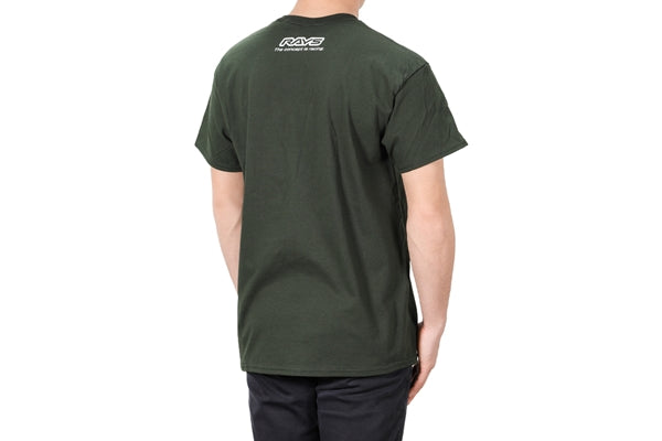 RAYS Official T-shirt Forged Wheel - White/Forest Green