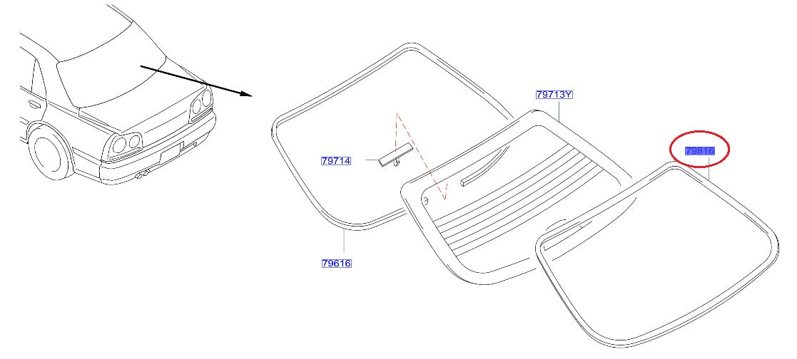 NISSAN Rear Window Upper Molding - Skyline R34 BNR34 ##663101576