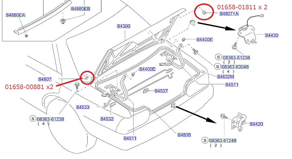 NISSAN Rubber Set for Hood/Trunk/Doors/Fuel Lid - Skyline BNR32 #663101032S1 NISSAN