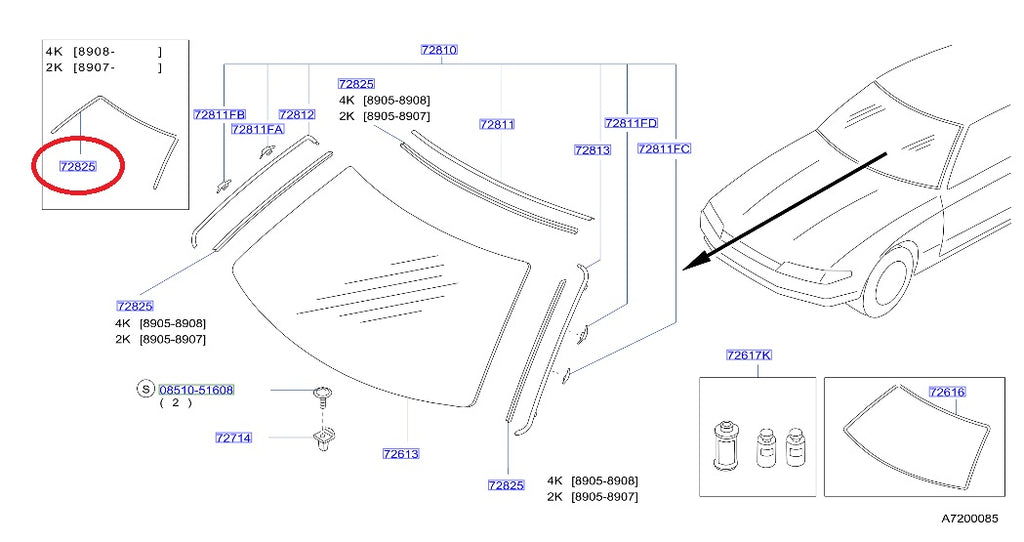 Молдинг крепления лобового стекла NISSAN - Skyline R32 2Dr BNR32 ##663101827 