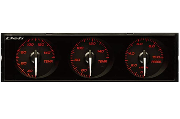 Defi DIN-Gauge Style21 Triple Meter Face Combination - Red x White ##591161096