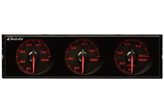 Defi DIN-Gauge Style21 3 Meter Combination - Red x Red ##591161146