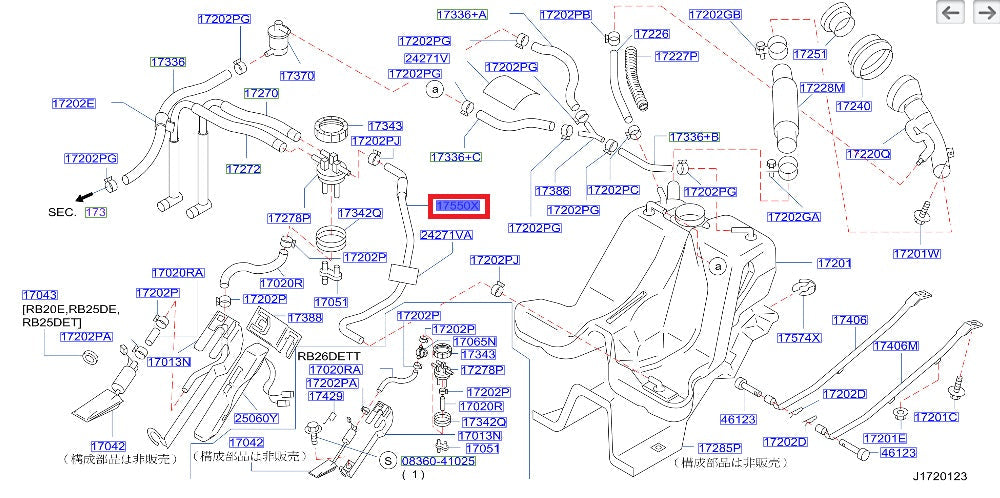 NISMO Heritage Fuel Hose - BCNR33 95/01-95/08 ##660122151 NISMO