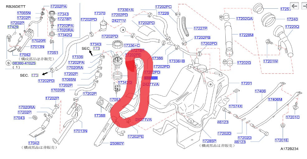 NISMO Heritage Fuel Hose - BNR34 ##660122155 NISMO