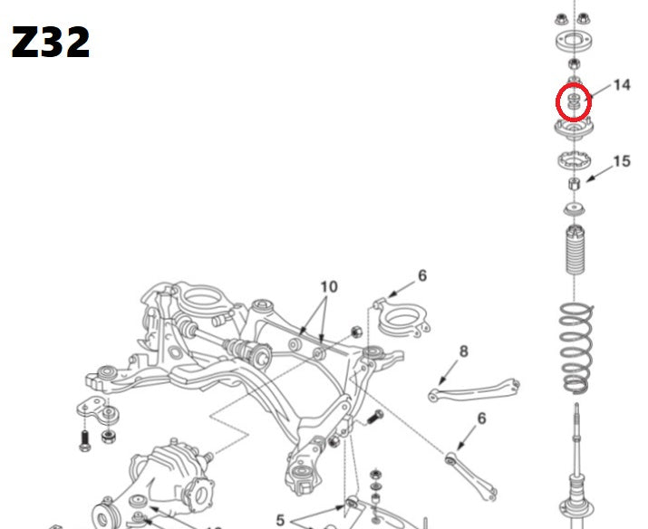 NISMO Reinforced Upper Mount Bush - Upper Side - Repair Parts S14 S15 Z32 BNR32 BCNR33 BNR34 ##660131458