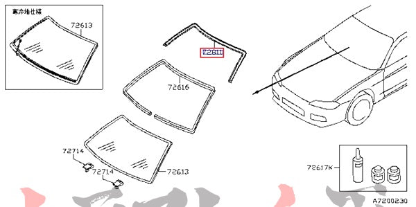 OEM Nissan Front Windshield Upper Moulding - S15 ##663101534 - Trust Kikaku