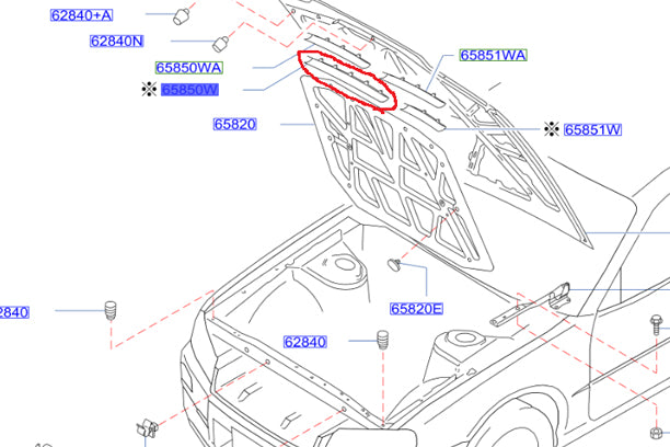 NISSAN Rubber Seal Hood - R34 BNR34 #663101684