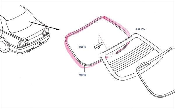 NISSAN Rear Window Inner Weatherstrip - Skyline R34 BNR34 #663101755
