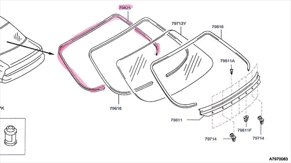 NISSAN Rear Window Molding - Skyline BCNR33 ER33 ENR33 2Dr #663101774 NISSAN