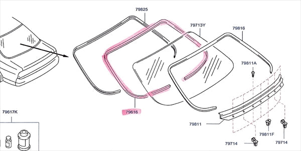 NISSAN Rear Window Inner Weatherstrip - Skyline R33 BCNR33 #663101775