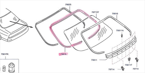 NISSAN Rear Window Inner Weatherstrip - Skyline R33 BCNR33 #663101775 NISSAN