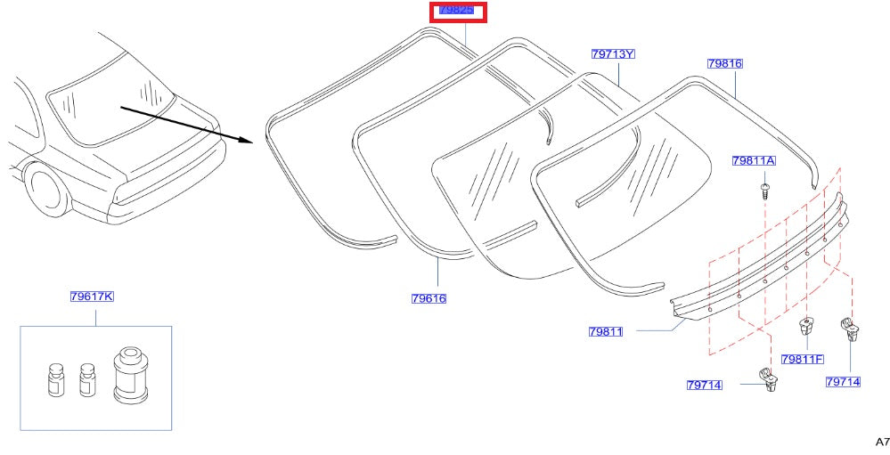 NISSAN Rear Window Fastener - Skyline R33 BCNR33 #663101782