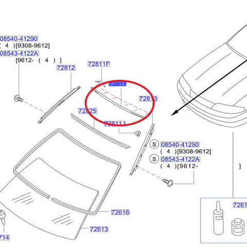 Nissan Front Windshield Windscreen Upper Molding - R33 4 Doors ##663101784 NISSAN