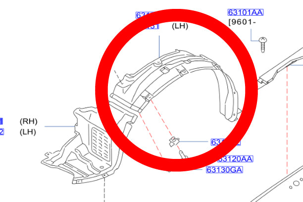 NISSAN Fender Liner Rear LH Passenger Side - Skyline R33 #663101923