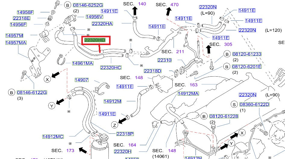 NISSAN Vacuum Hose Control - BNR34 ##663121643