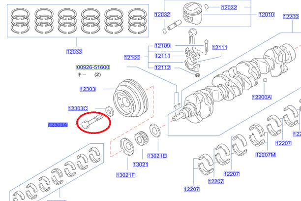 NISSAN Crank Pulley Bolt - BNR32 BCNR33 BNR34 ##663121723