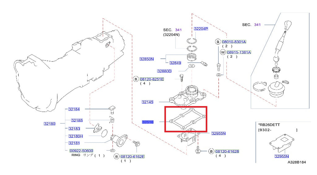 Nissan Shift Cover Gasket - BNR32 BCNR33 5MT 32516-05U00 #663151588